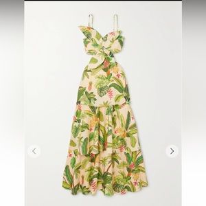 Farm Rio Fruit Forest open-back floral-print linen-blend maxi dress Sz.S